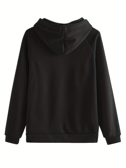 Trendy Solid Womens Two-Piece Set - Comfy Hoodie with Kangaroo Pockets & Drawstring Pants Outfit - Casual, Stylish, Versatile Wardrobe Essential