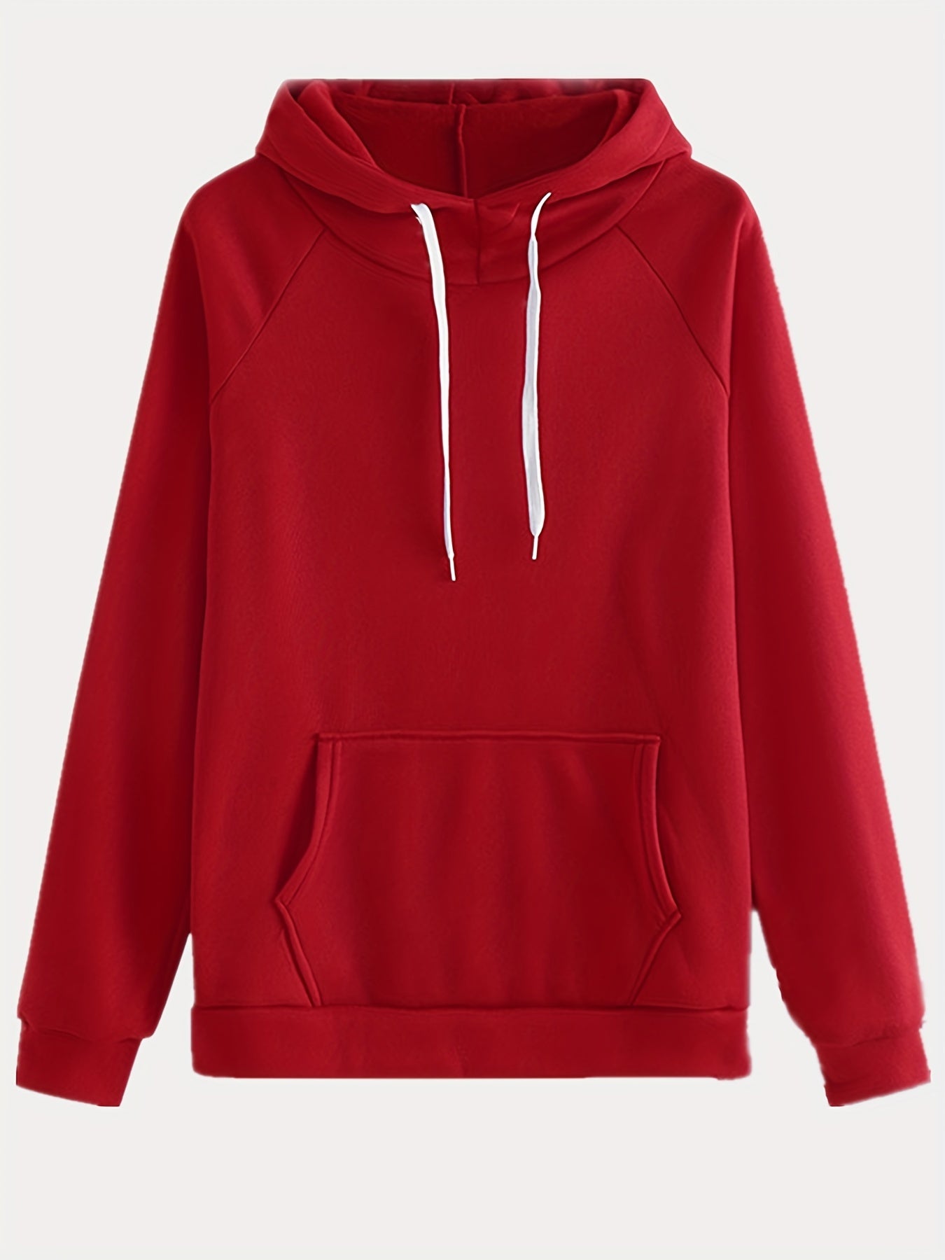 Trendy Solid Womens Two-Piece Set - Comfy Hoodie with Kangaroo Pockets & Drawstring Pants Outfit - Casual, Stylish, Versatile Wardrobe Essential