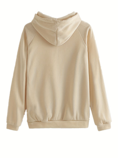 Trendy Solid Womens Two-Piece Set - Comfy Hoodie with Kangaroo Pockets & Drawstring Pants Outfit - Casual, Stylish, Versatile Wardrobe Essential